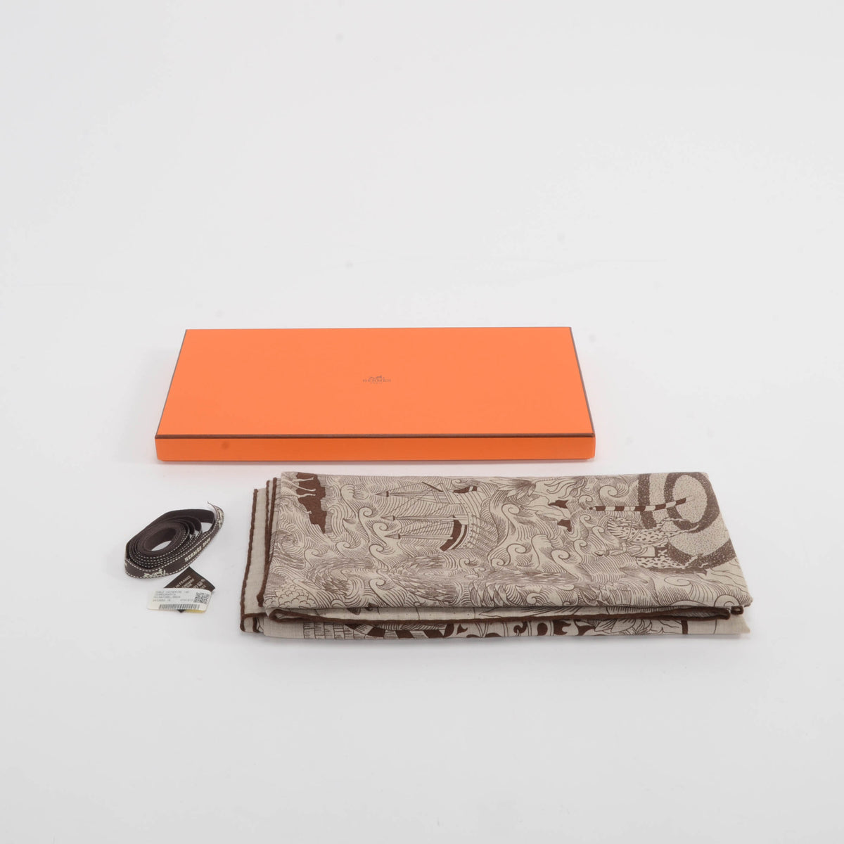 Hermes Brown Cashmere & Silk Cosmographia Universalis Shawl