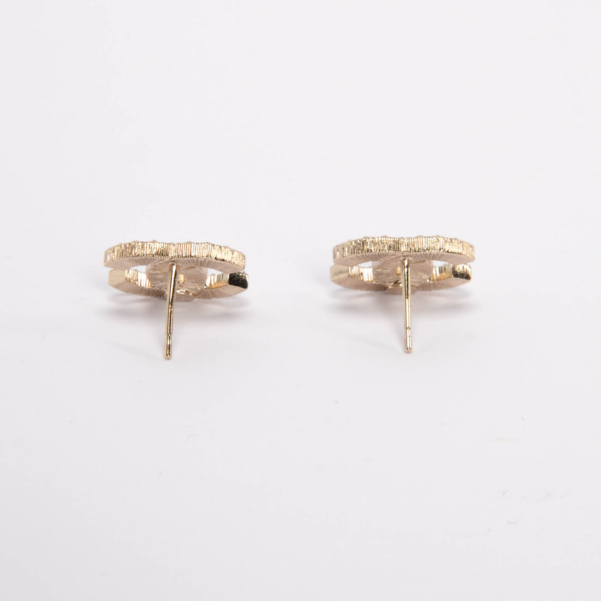Chanel Light Gold Crystal CC Earrings