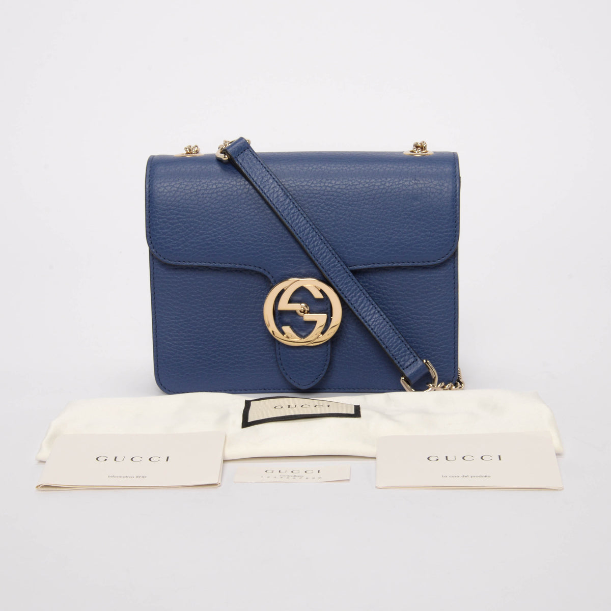 Gucci Caspian Blue Dollar Calfskin Interlocking G Bag