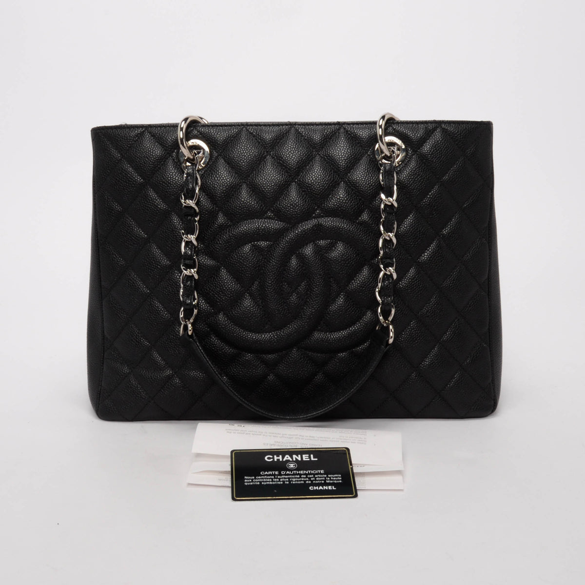 Chanel Black Quilted Caviar Grand Shopping Tote