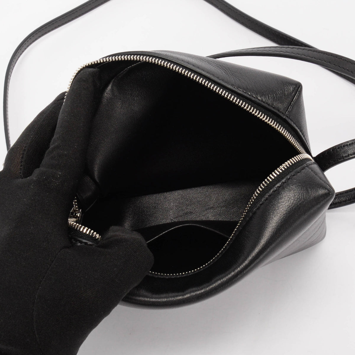 The Row Black Lambskin Regent Cross Body Bag
