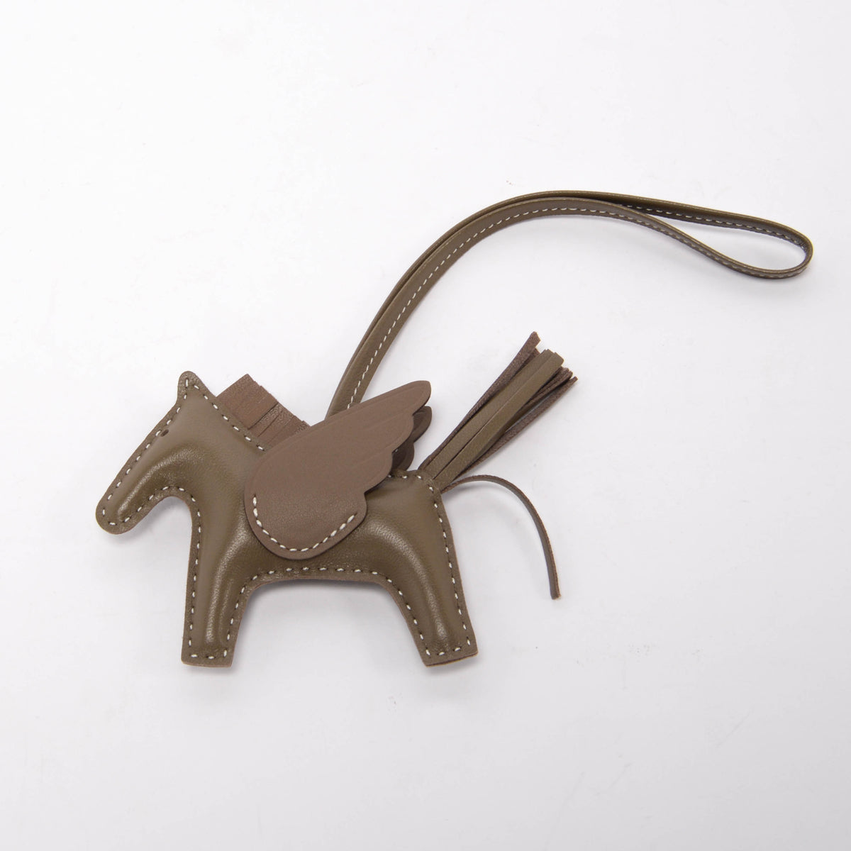 Hermes Etoupe Milo Lambskin Rodeo Pegase PM Bag Charm