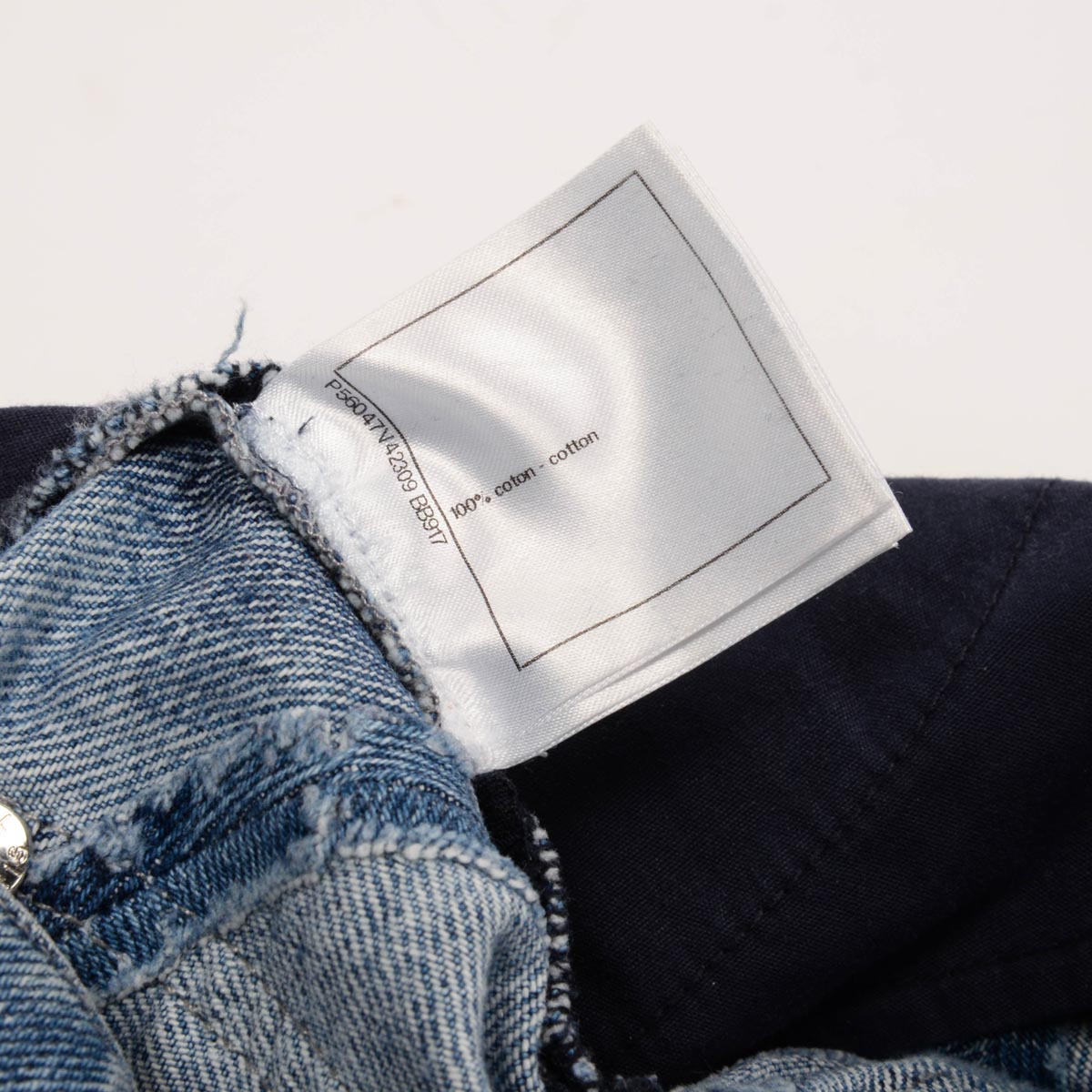 Chanel Blue Denim CC Print Ankle Zip Jeans FR 34