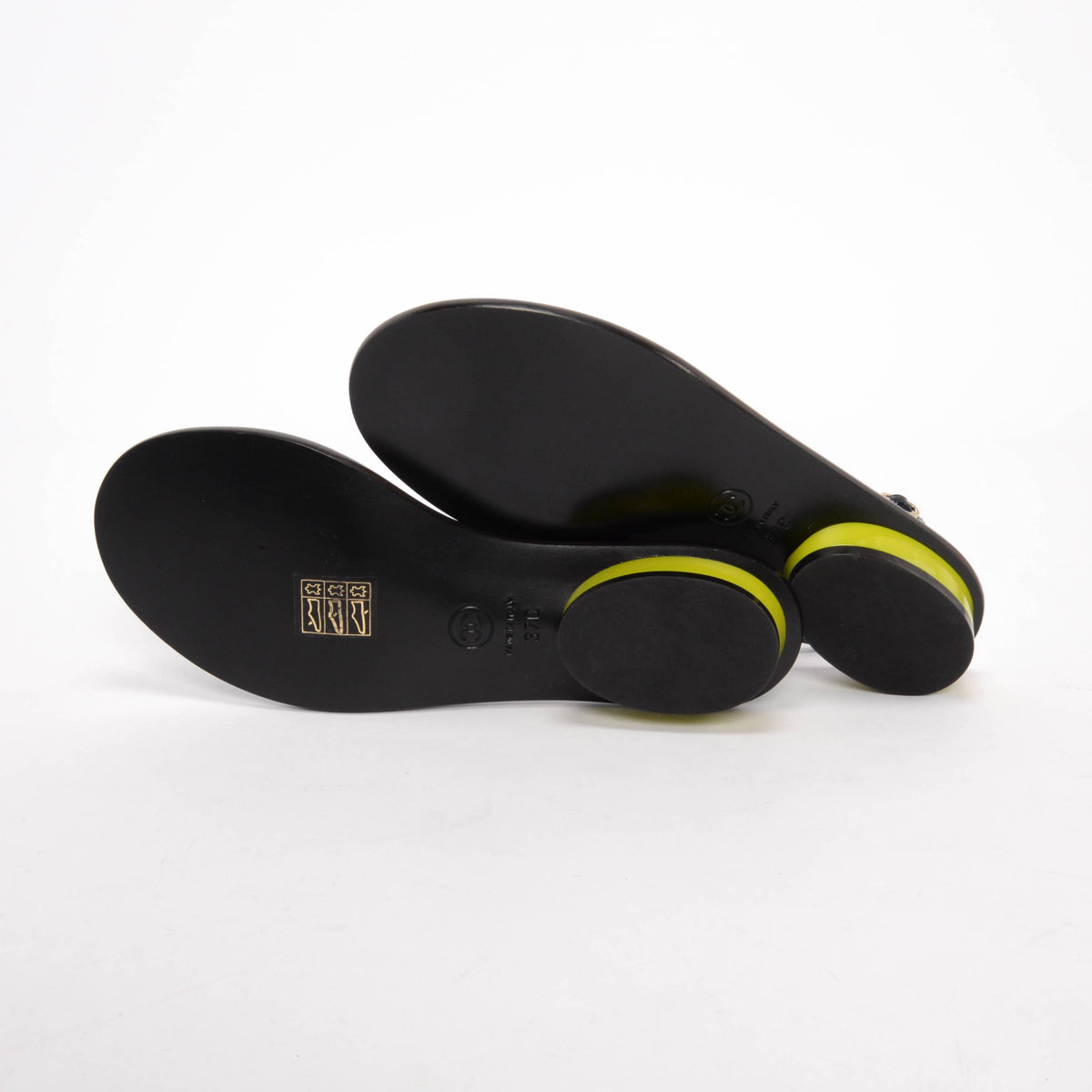 Chanel Green Patent CC Thong Sandals 37