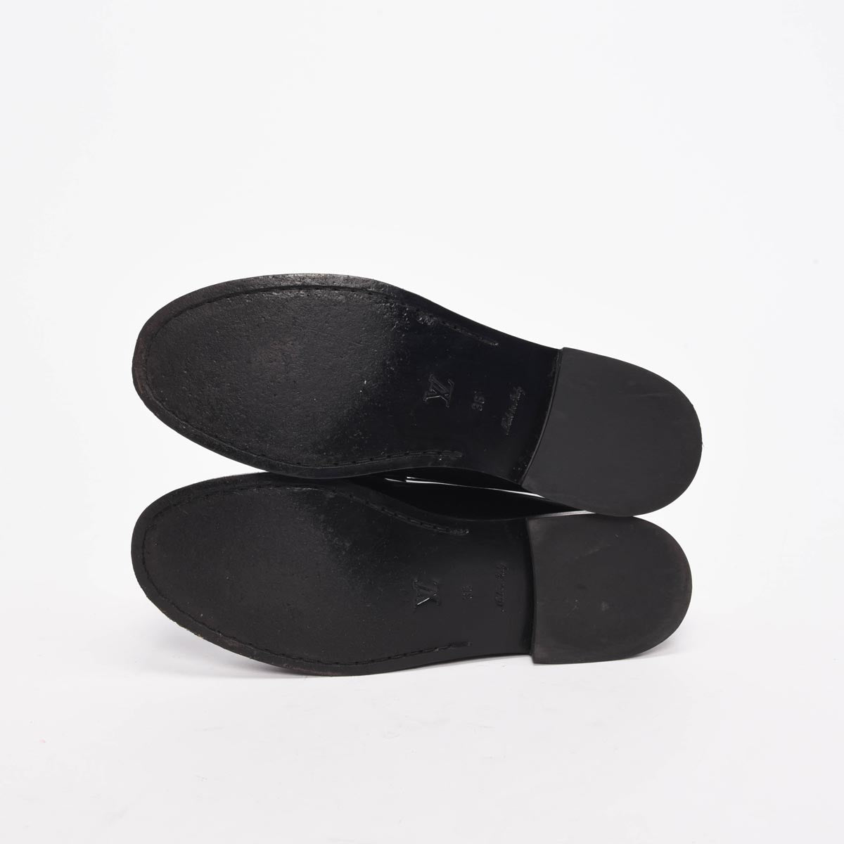 Louis Vuitton Black Hi-Shine Chess Loafers 36