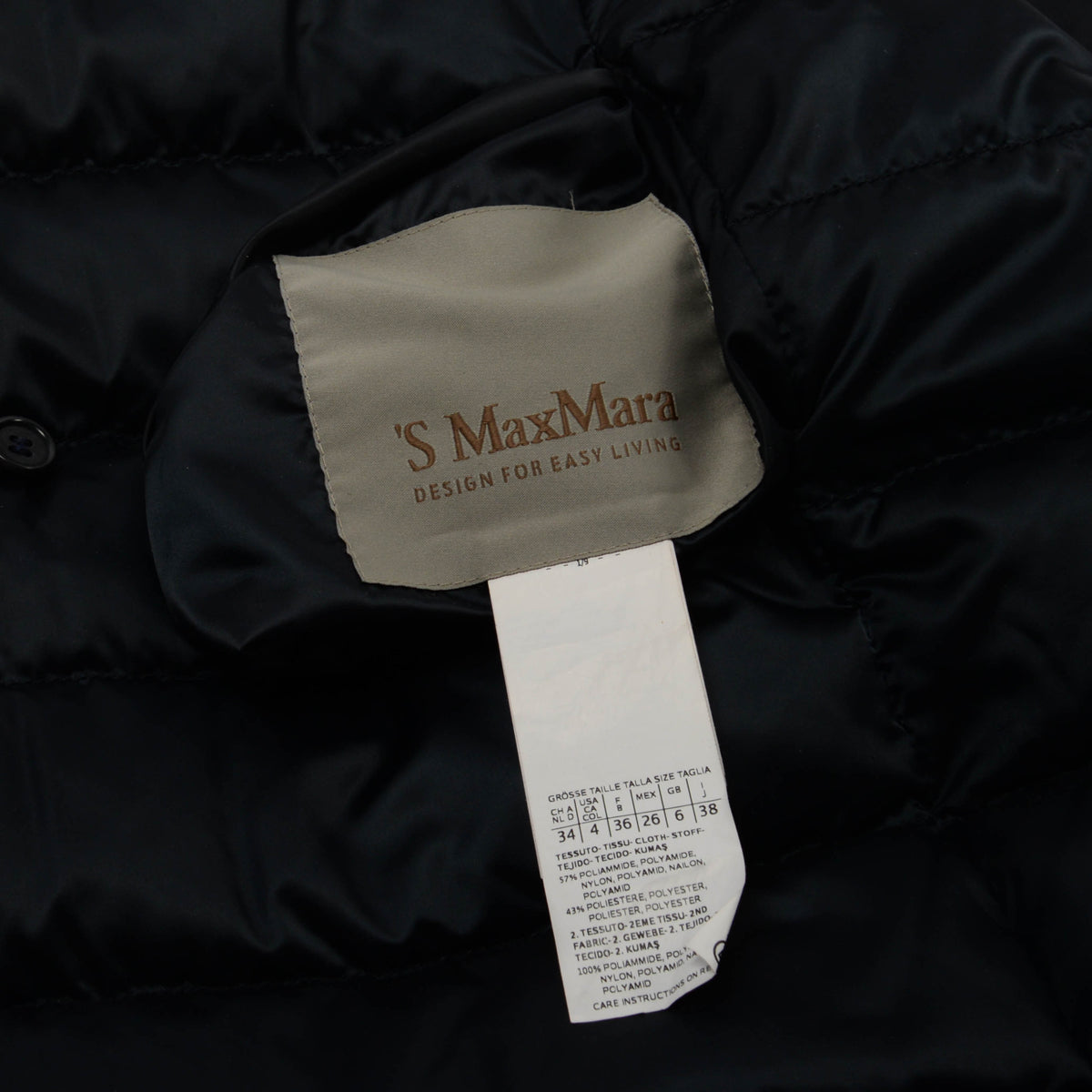 Max Mara Midnight Blue Quilted Nylon Reversible Puffer Jacket IT 38