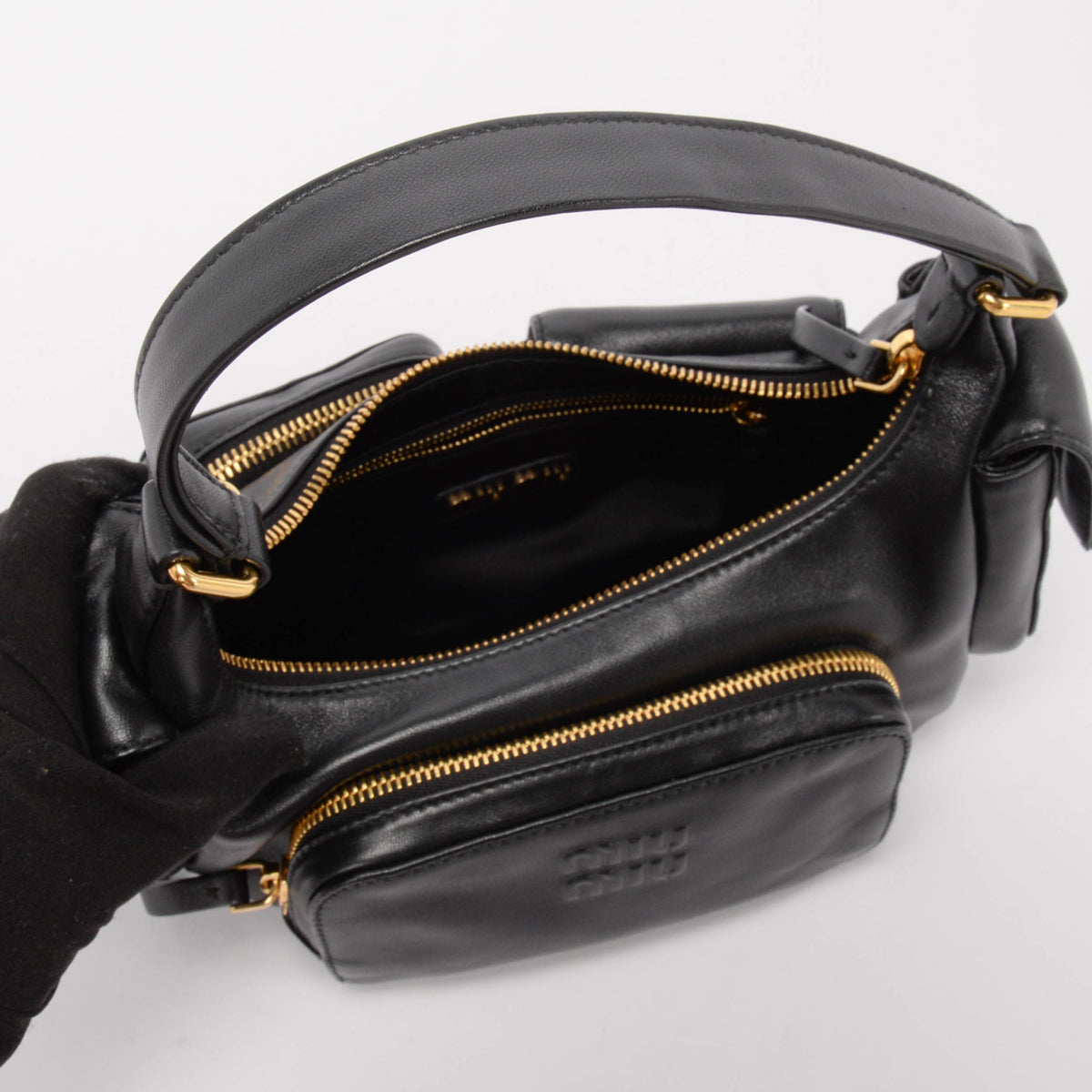 Miu Miu Black Nappa Leather Pocket Bag