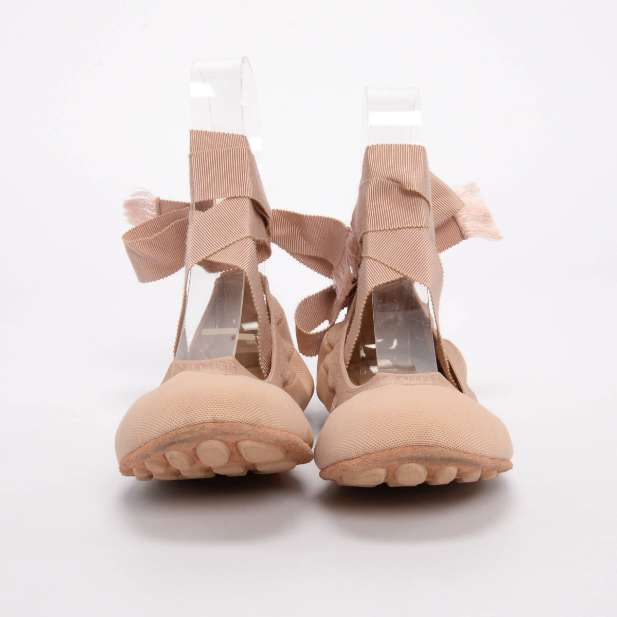 Dior Nude Micro Mesh Academy Lace-Up Ballerina Flats 38.5