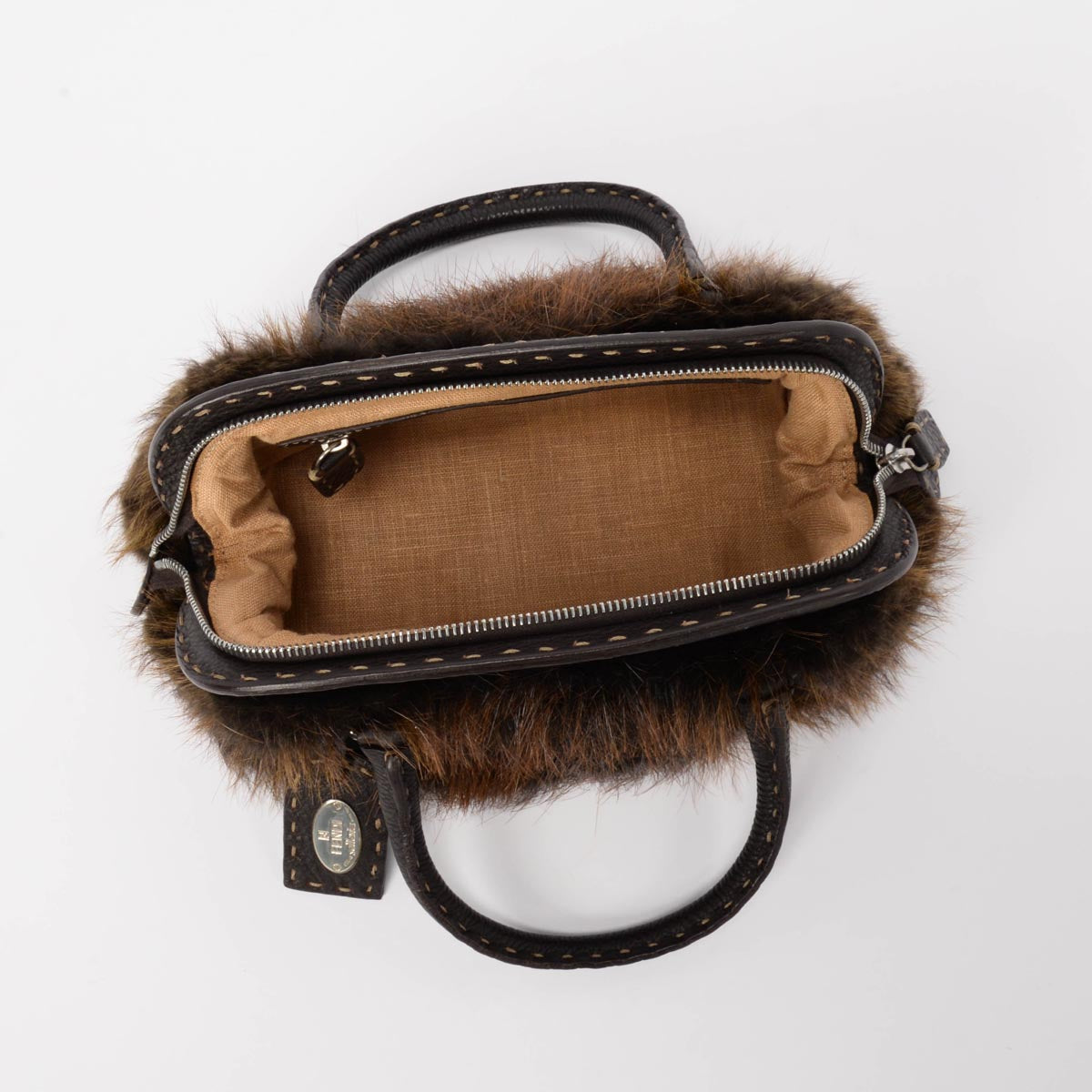 Fendi Brown Fur Selleria Adele 1328 Bag