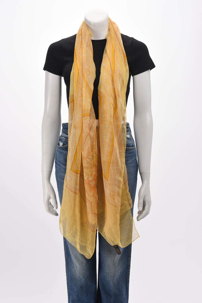 Louis Vuitton Yellow Chiffon Les Decors Parisiens Scarf