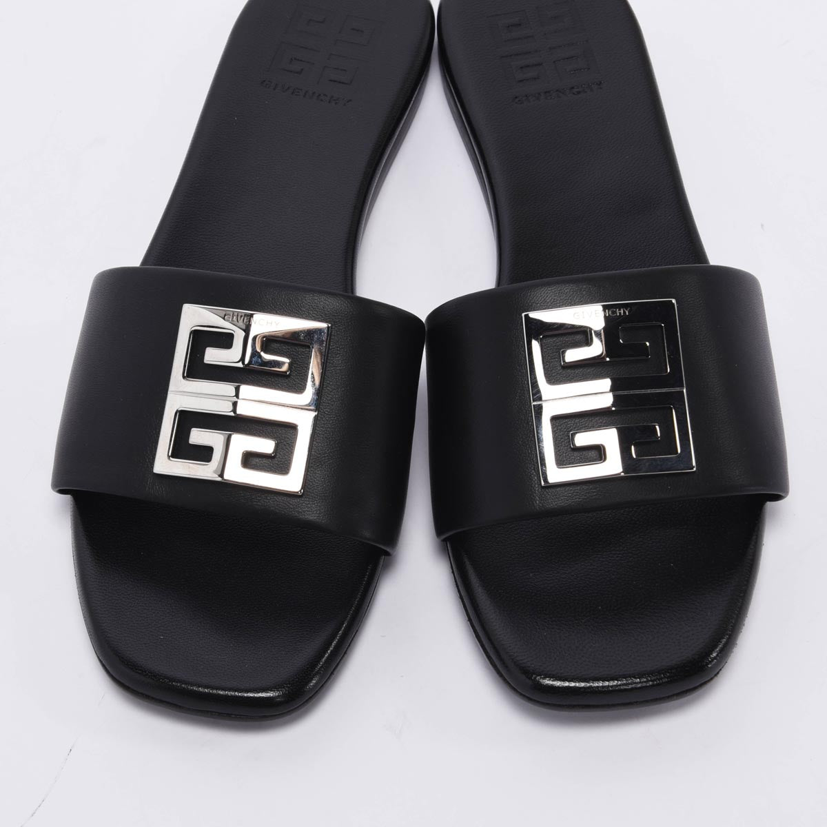 Givenchy Black Lambskin 4G Slides 38