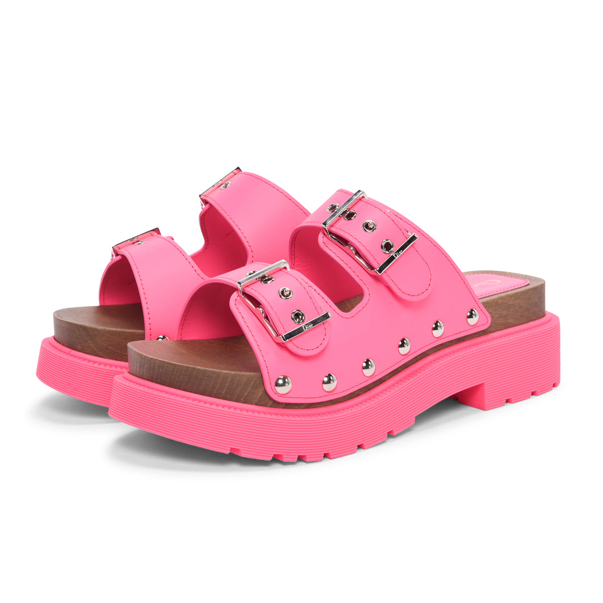 Dior Fuchsia Calfskin Diorquake Sandals 37