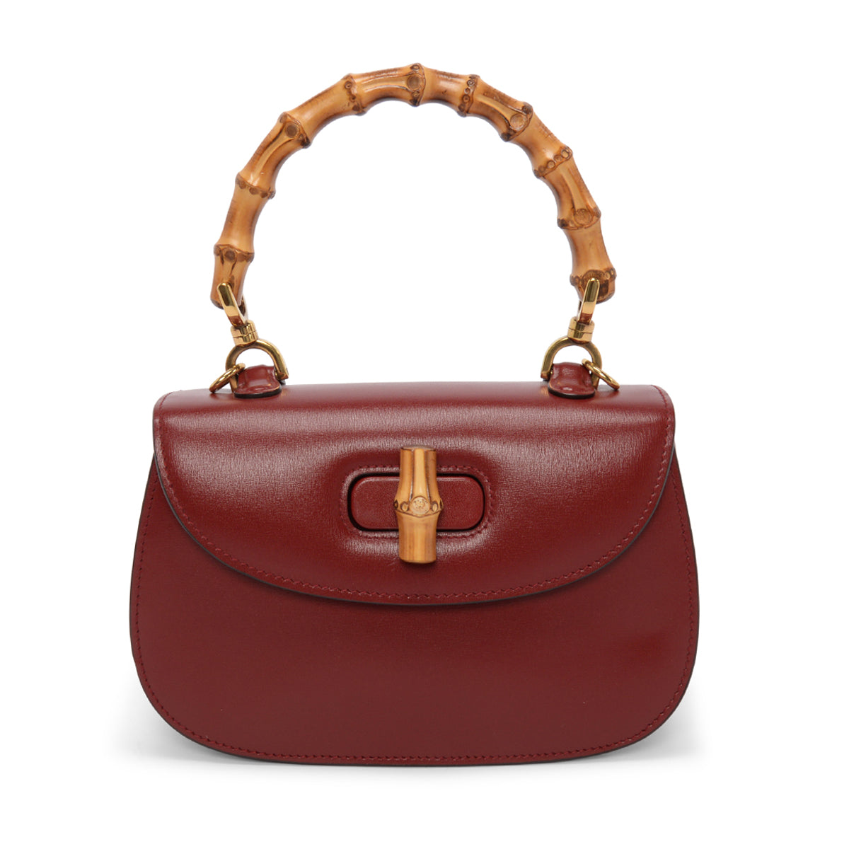 Gucci Rosso Ancora Calfskin Bamboo 1947 Small Bag