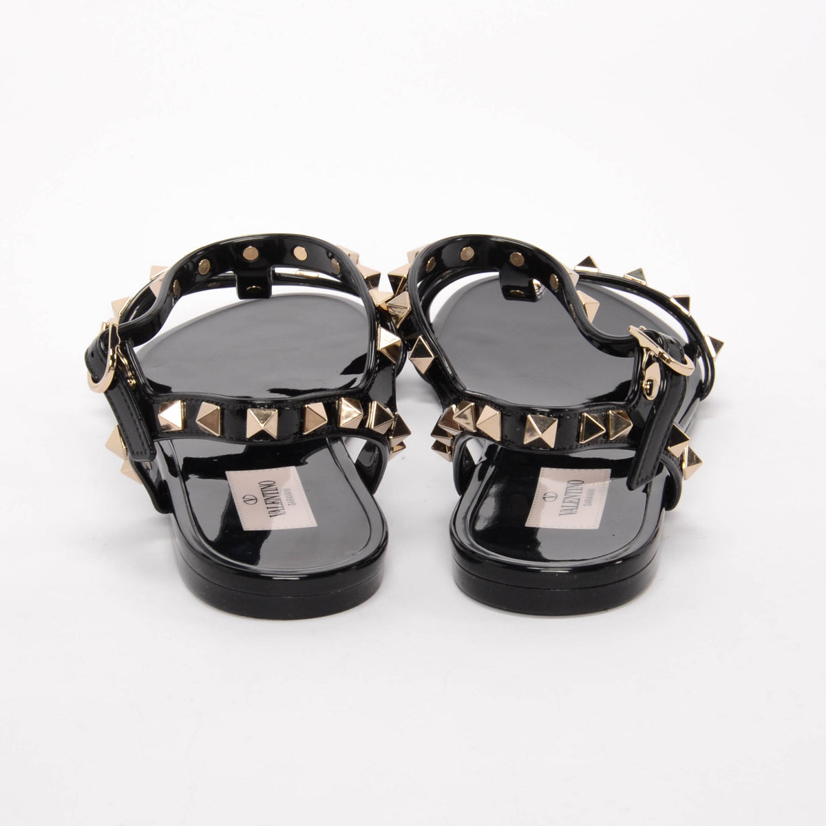 Valentino Black Rubber Rockstud Jelly Sandals 38