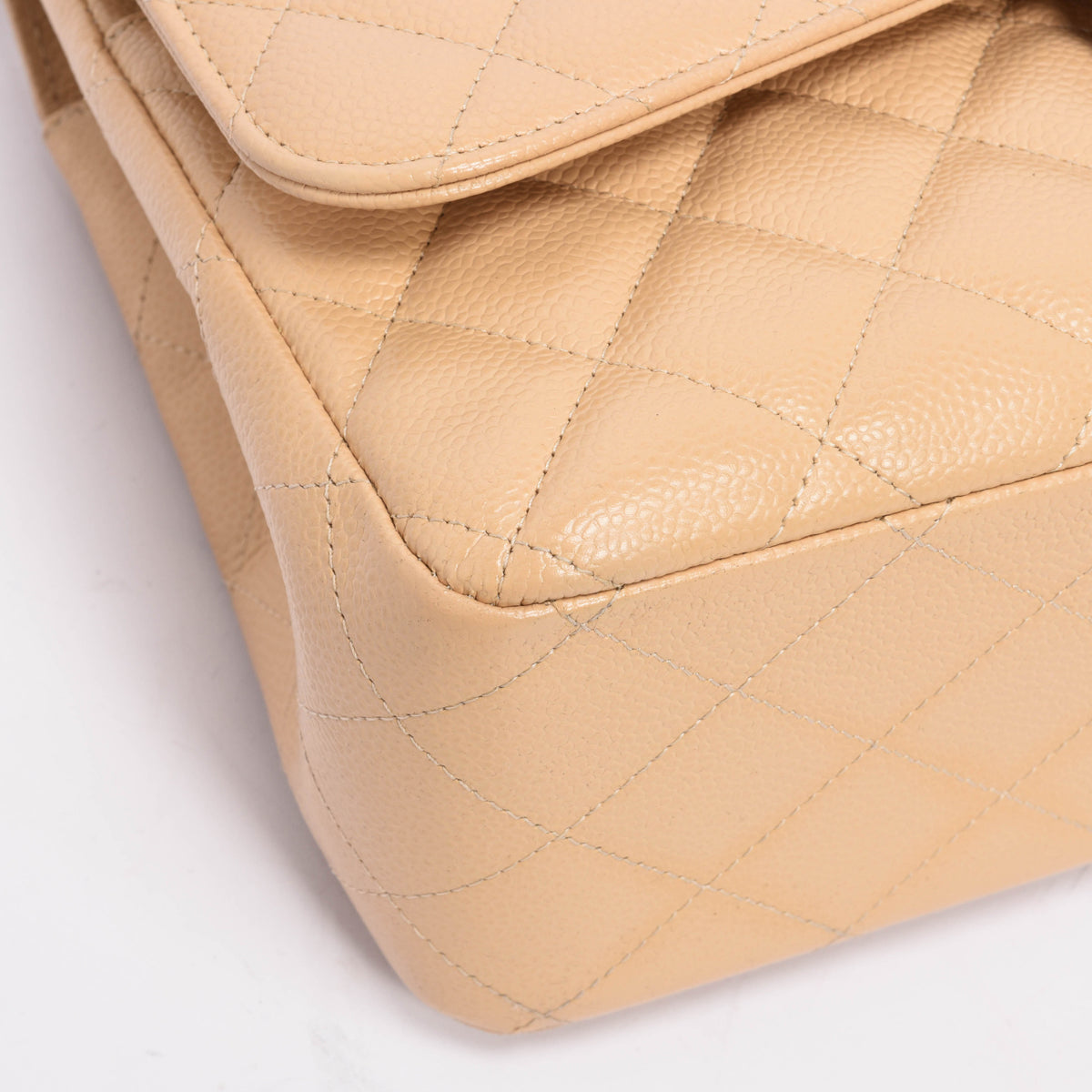 Chanel Beige Quilted Caviar Large Classic Flap Bag
