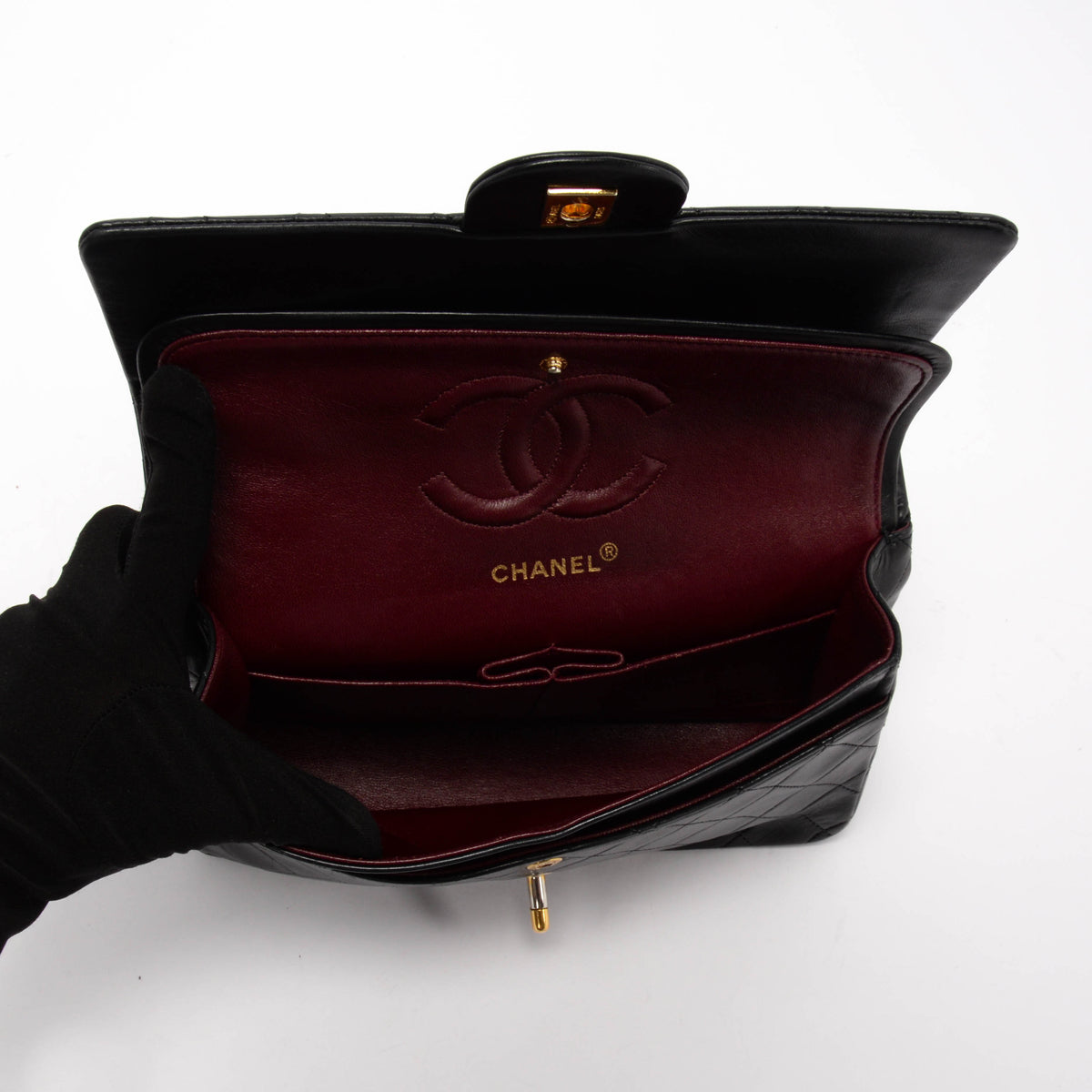 Chanel Vintage Black Quilted Lambskin Classic Double Flap Bag