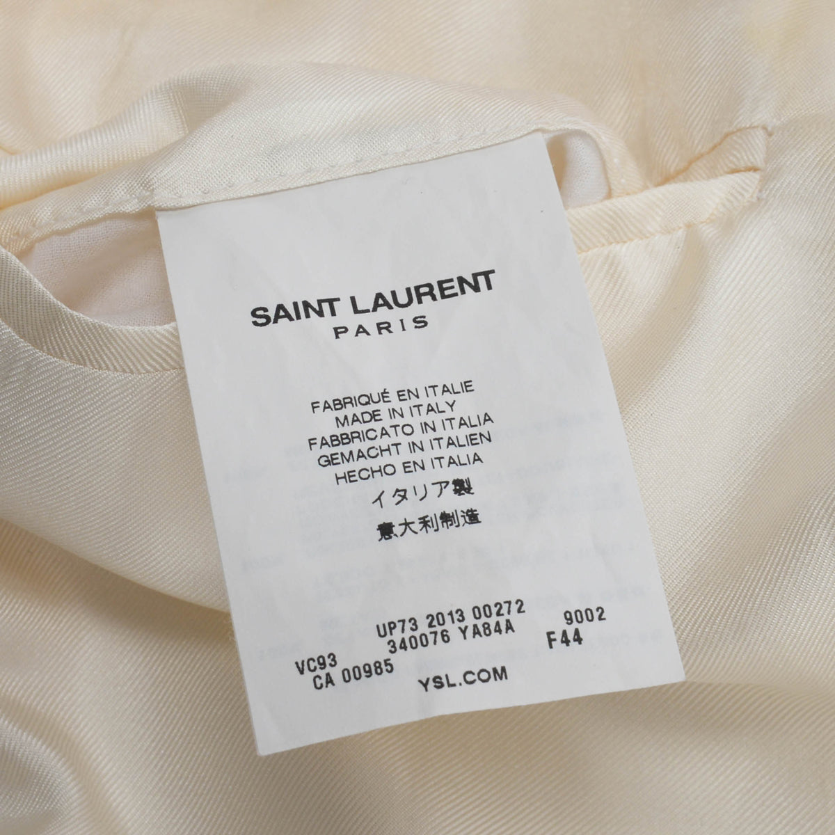 Saint Laurent Cream Silk Tuxedo Jacket FR 44