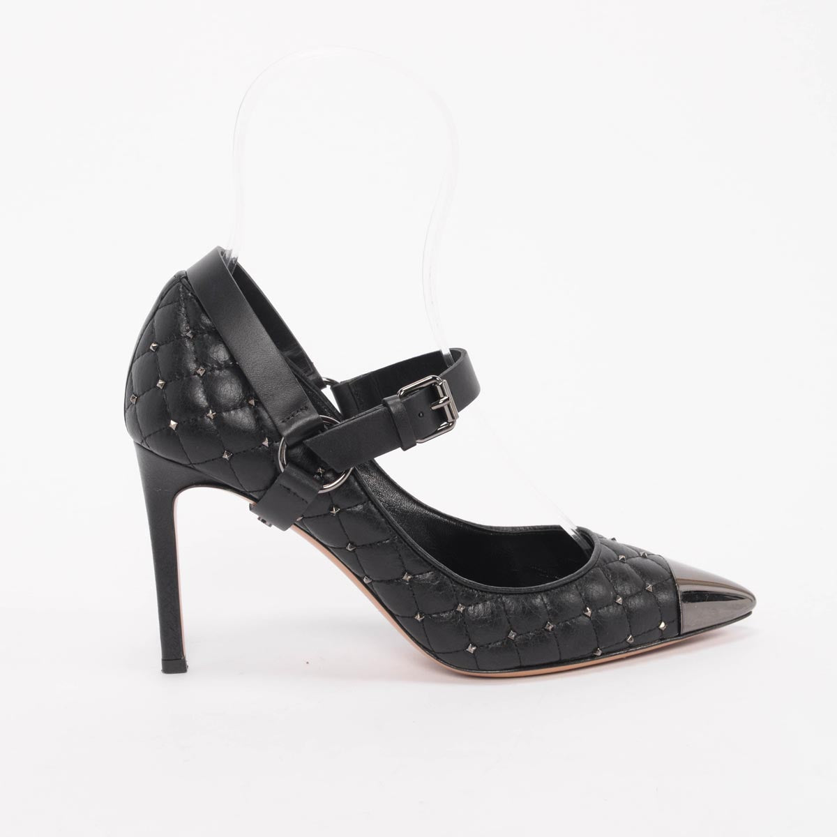 Valentino Black Nappa Rockstud Spike Pumps 37