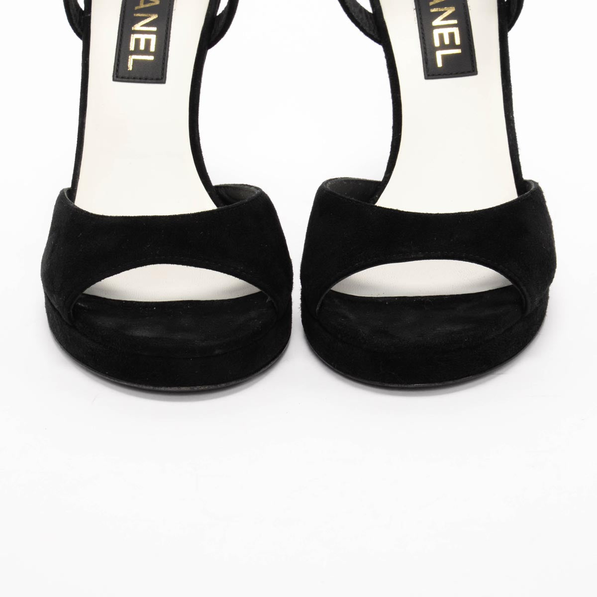 Chanel Black Suede Platform Sandals 37