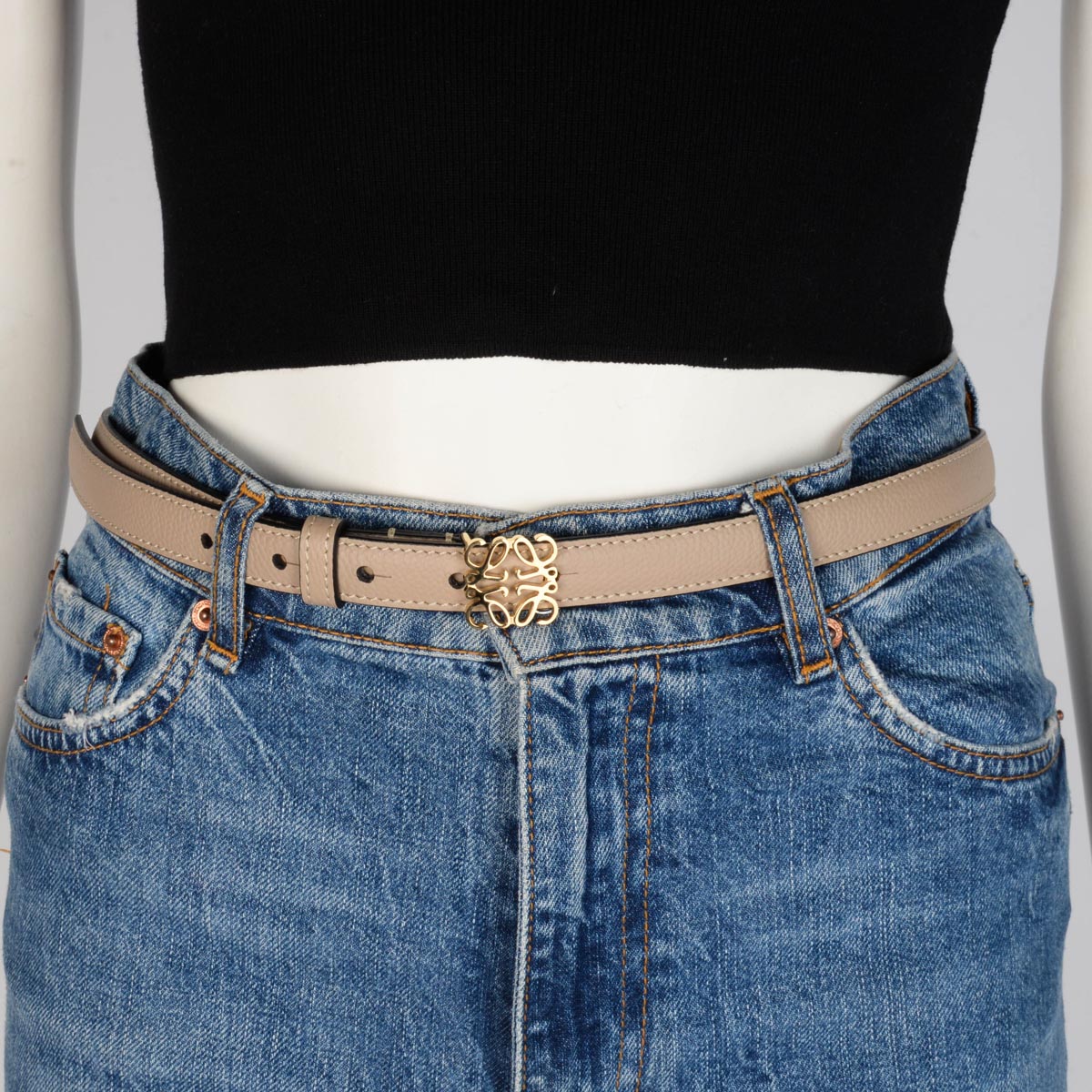 Loewe Sand Grained Calfskin Anagram Belt