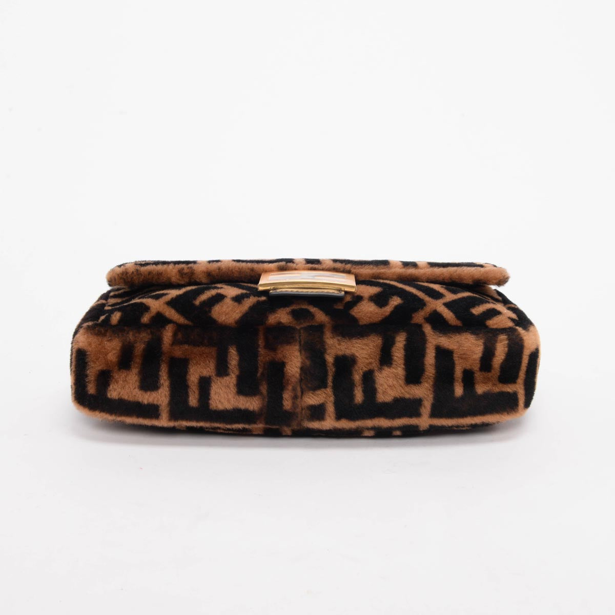 Fendi Brown FF Shearling Baguette Bag