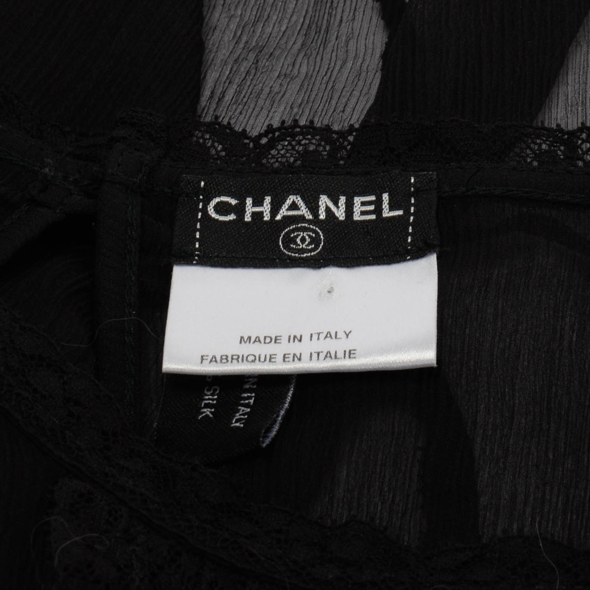 Chanel Black Silk & Lace Tie Side Sleeveless Blouse FR 42