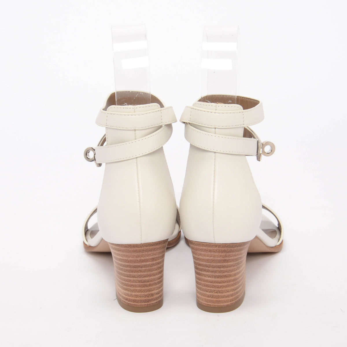 Hermes White Calfskin Manege Sandals 38