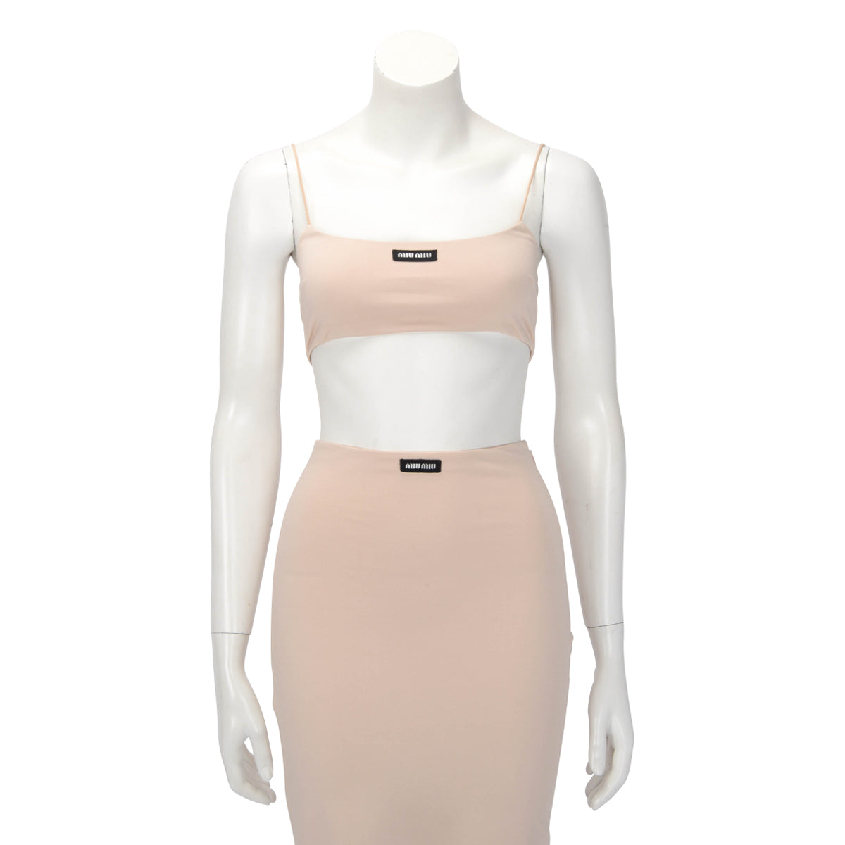 Miu Miu Cammeo Jersey Stretch Logo Patch Crop Top IT 36