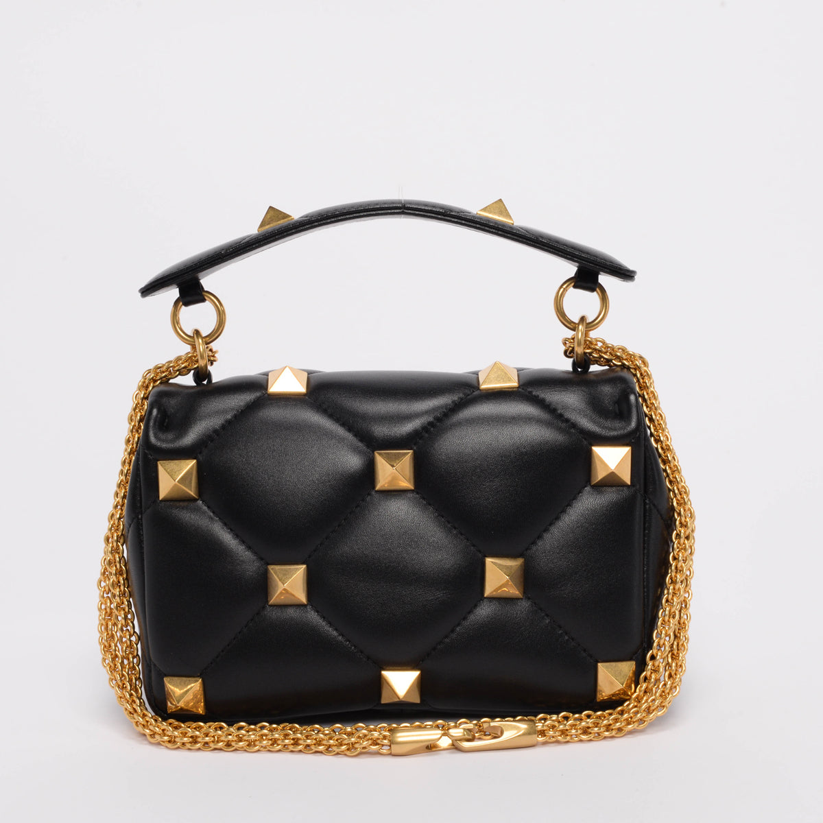 Valentino Black Nappa Medium Roman Stud Bag