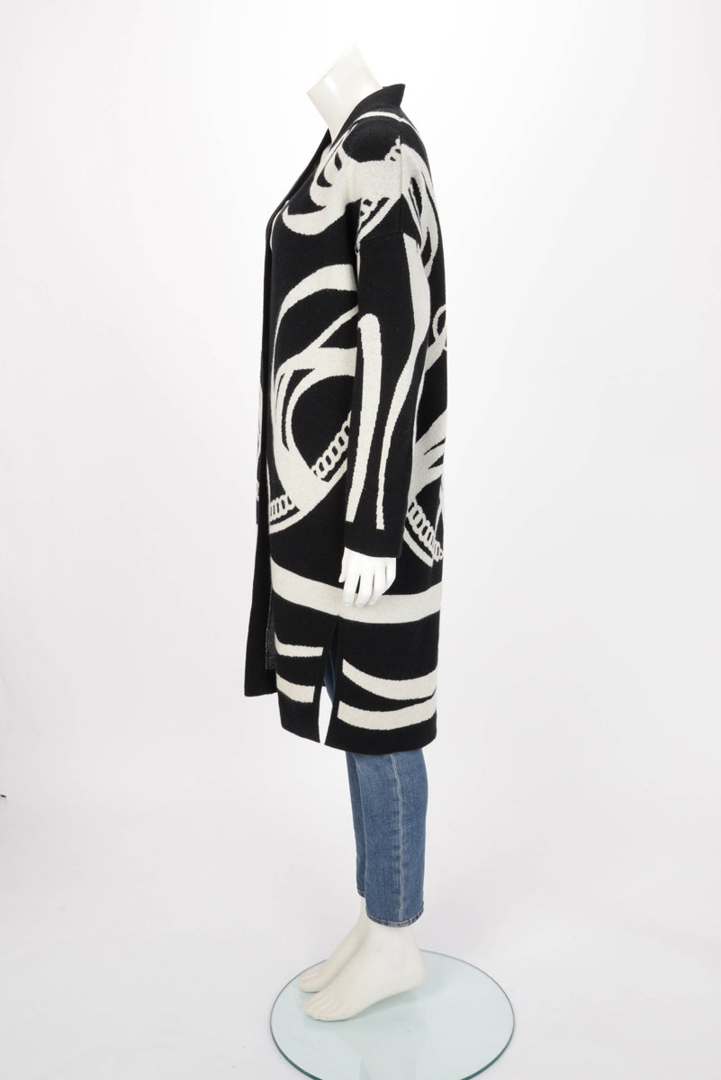 Hermes Black Cashmere Promenade du Matin Long Cardigan FR 34