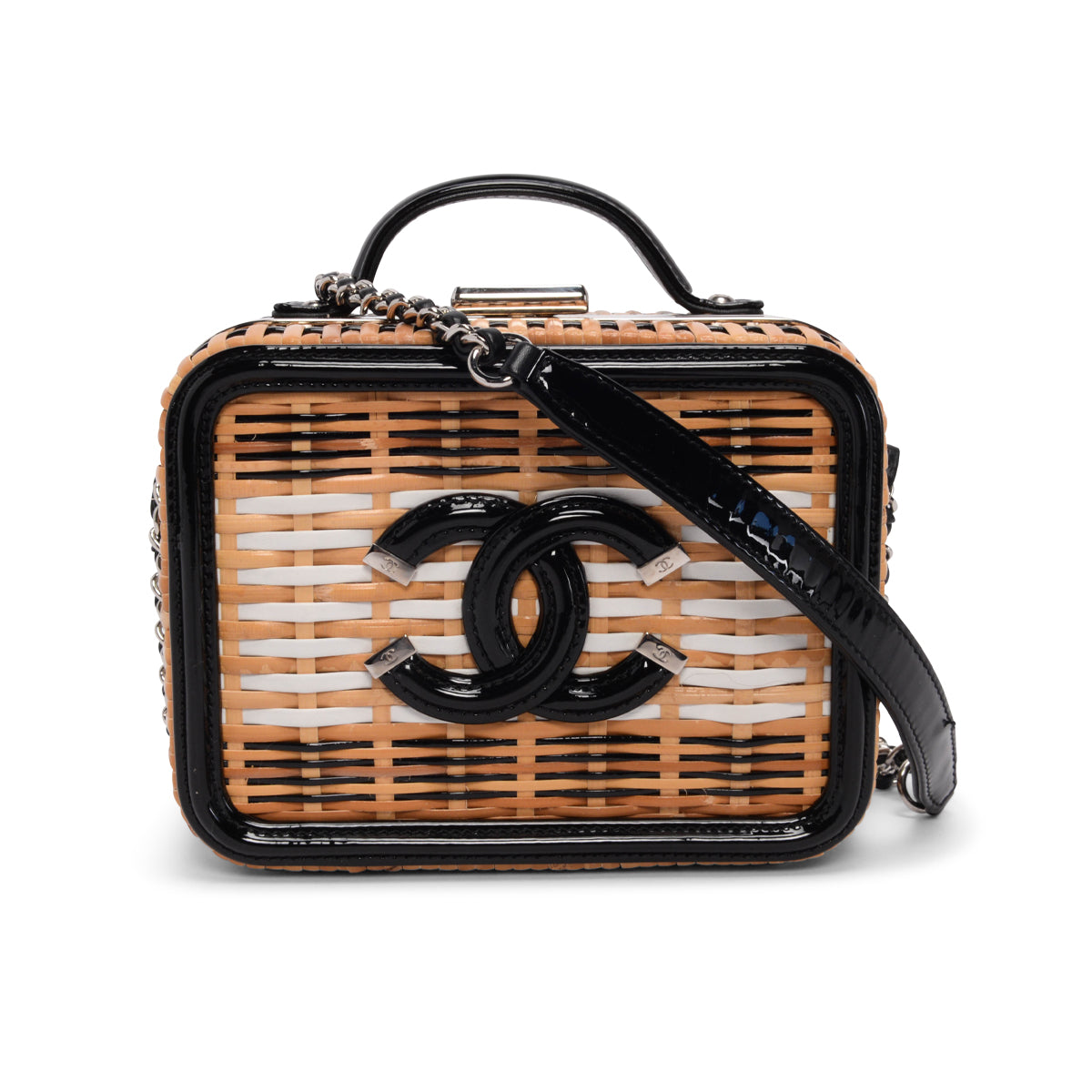 Chanel Natural Rattan Wicker Medium CC Filigree Vanity Case