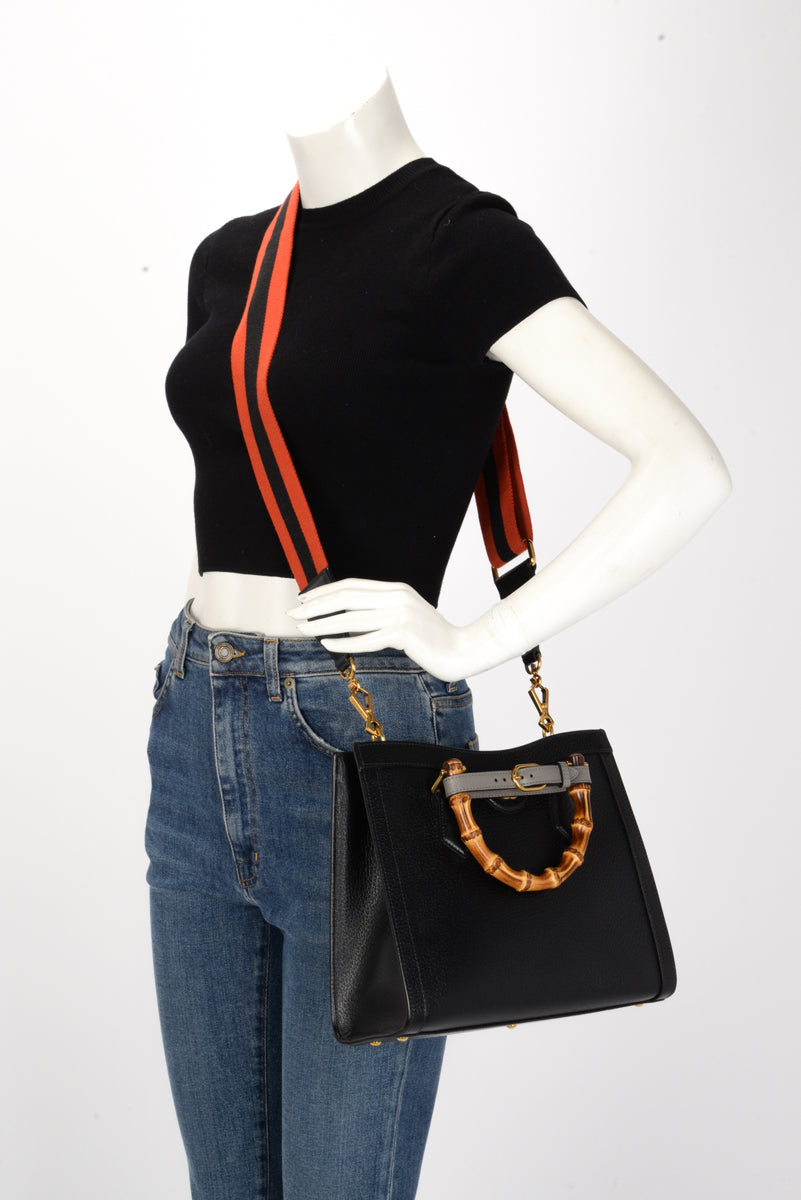Gucci Black Dollar Calfskin Medium Diana Tote