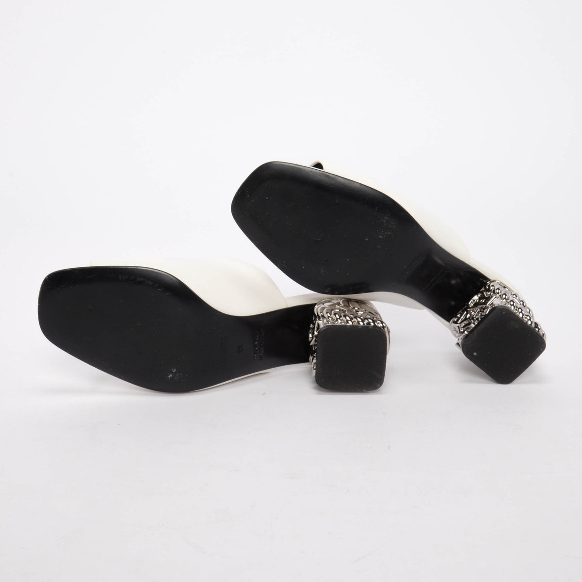 Hermes White Lambskin Glossy 60 Sandals 38