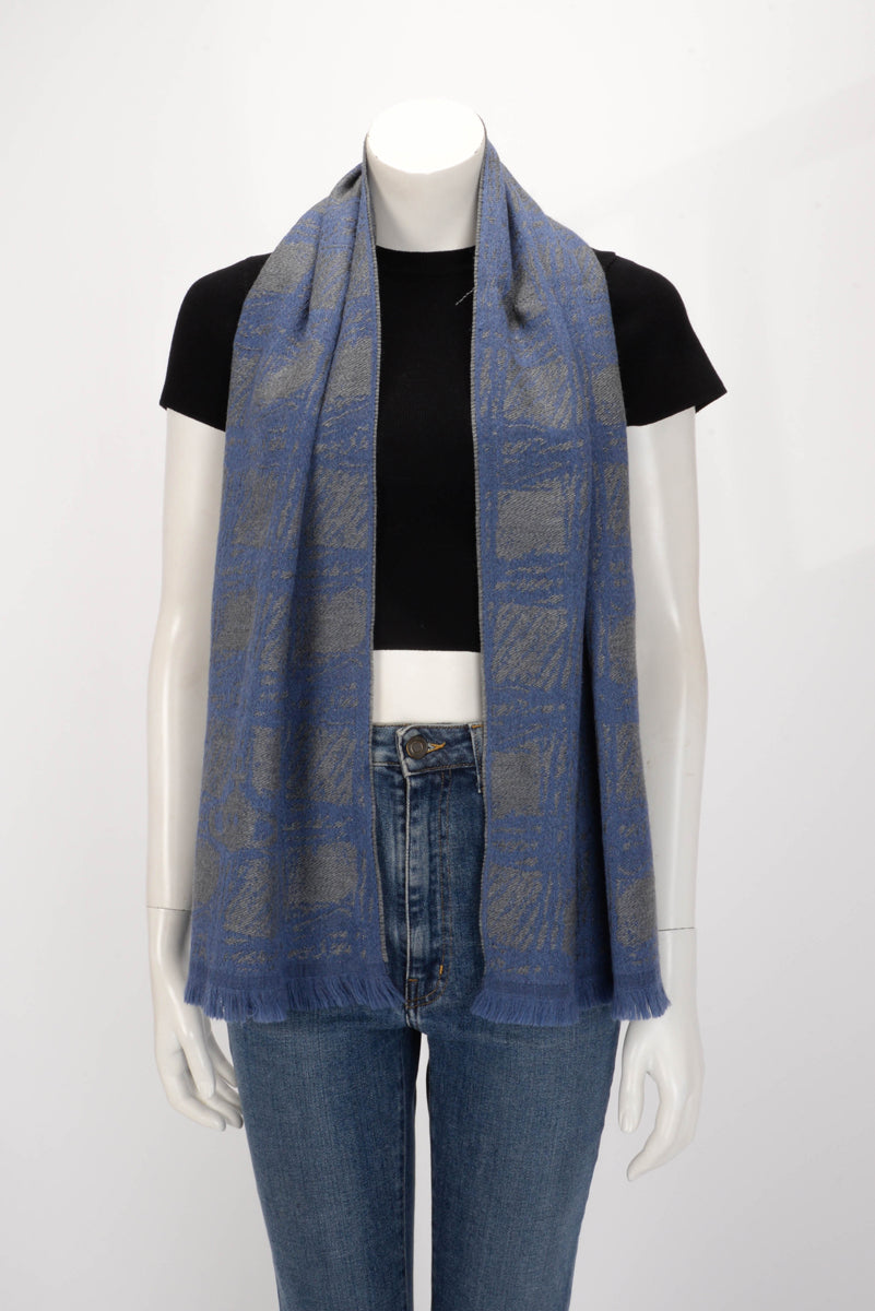 Vivienne Westwood Grey & Blue Jacquard Check Scarf