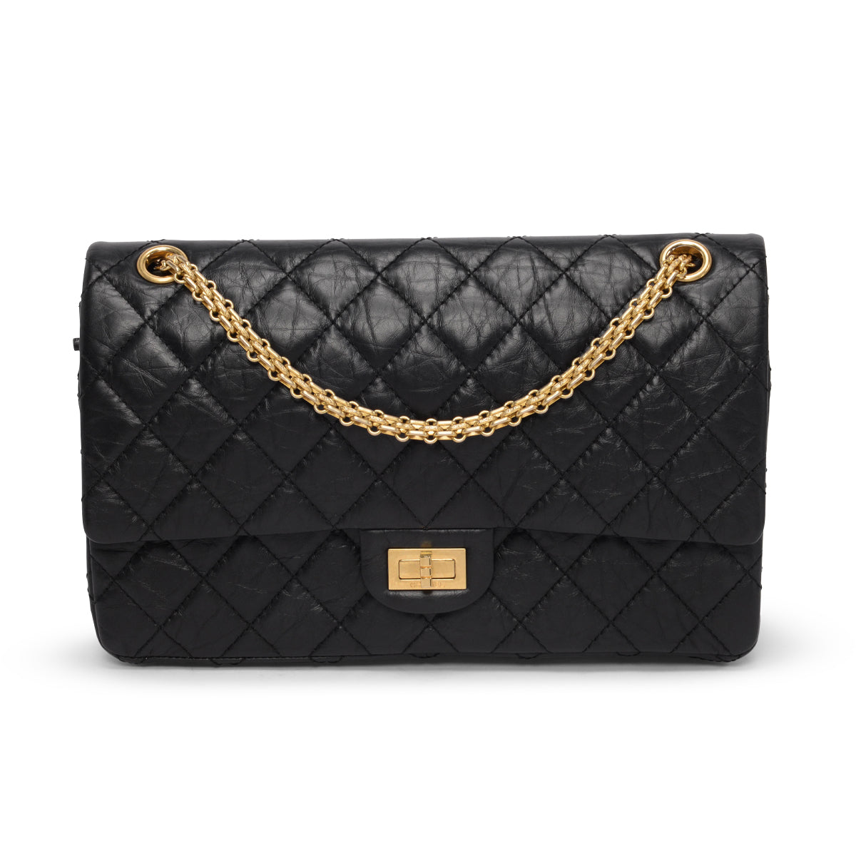 Chanel Black Aged Calfskin 2.55 Reissue 226 Flap Bag