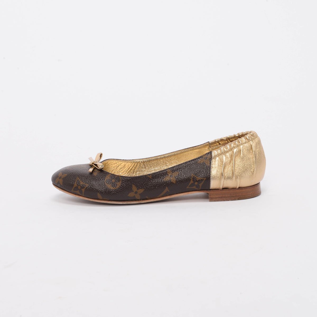 Louis Vuitton Gold Monogram Canvas Joy Ballerina Flats 35.5