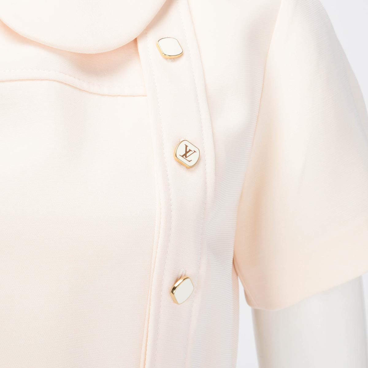 Louis Vuitton Cream Peter Pan Collar Belted Dress FR 38