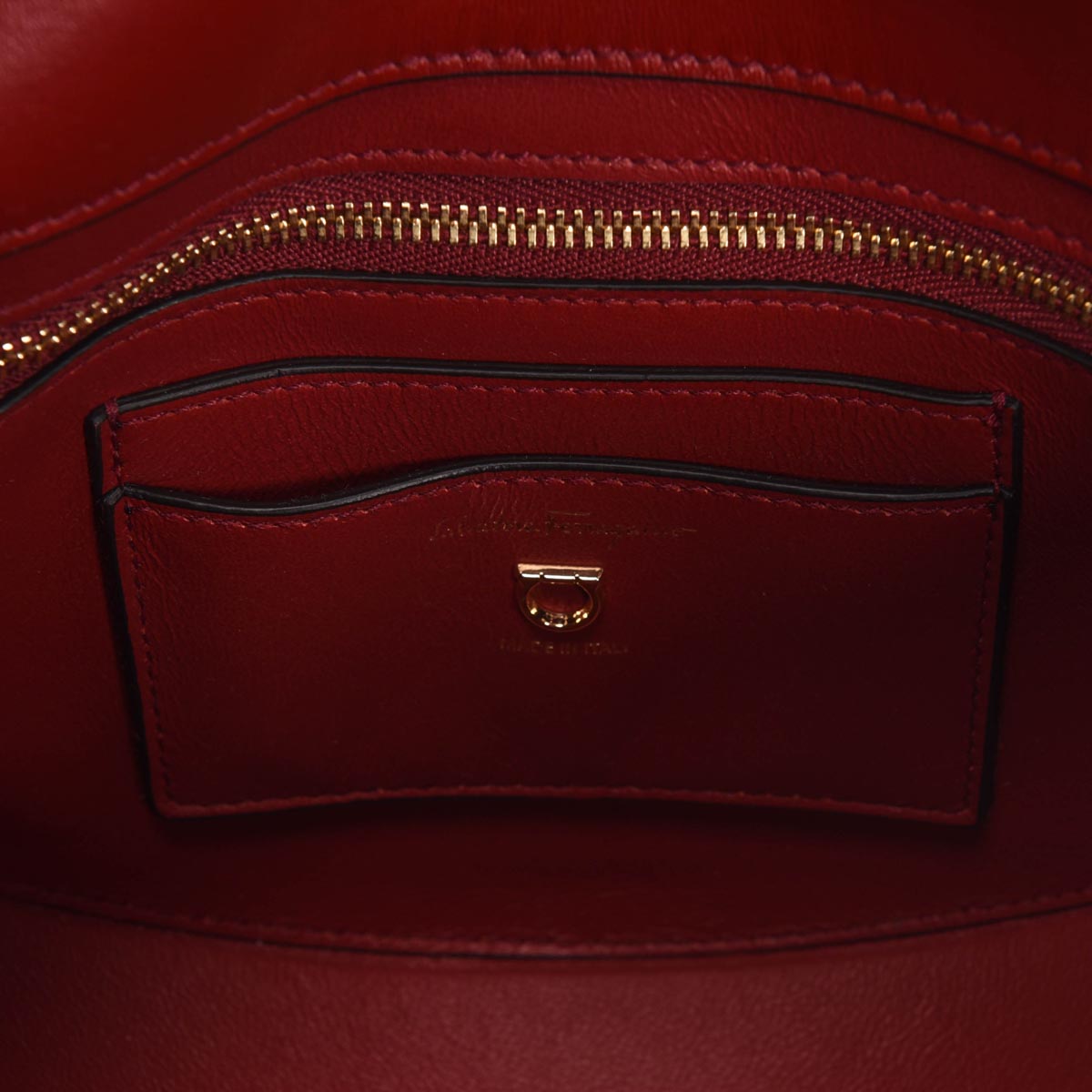 Ferragamo Red Sella Calfskin Aura Shoulder Bag