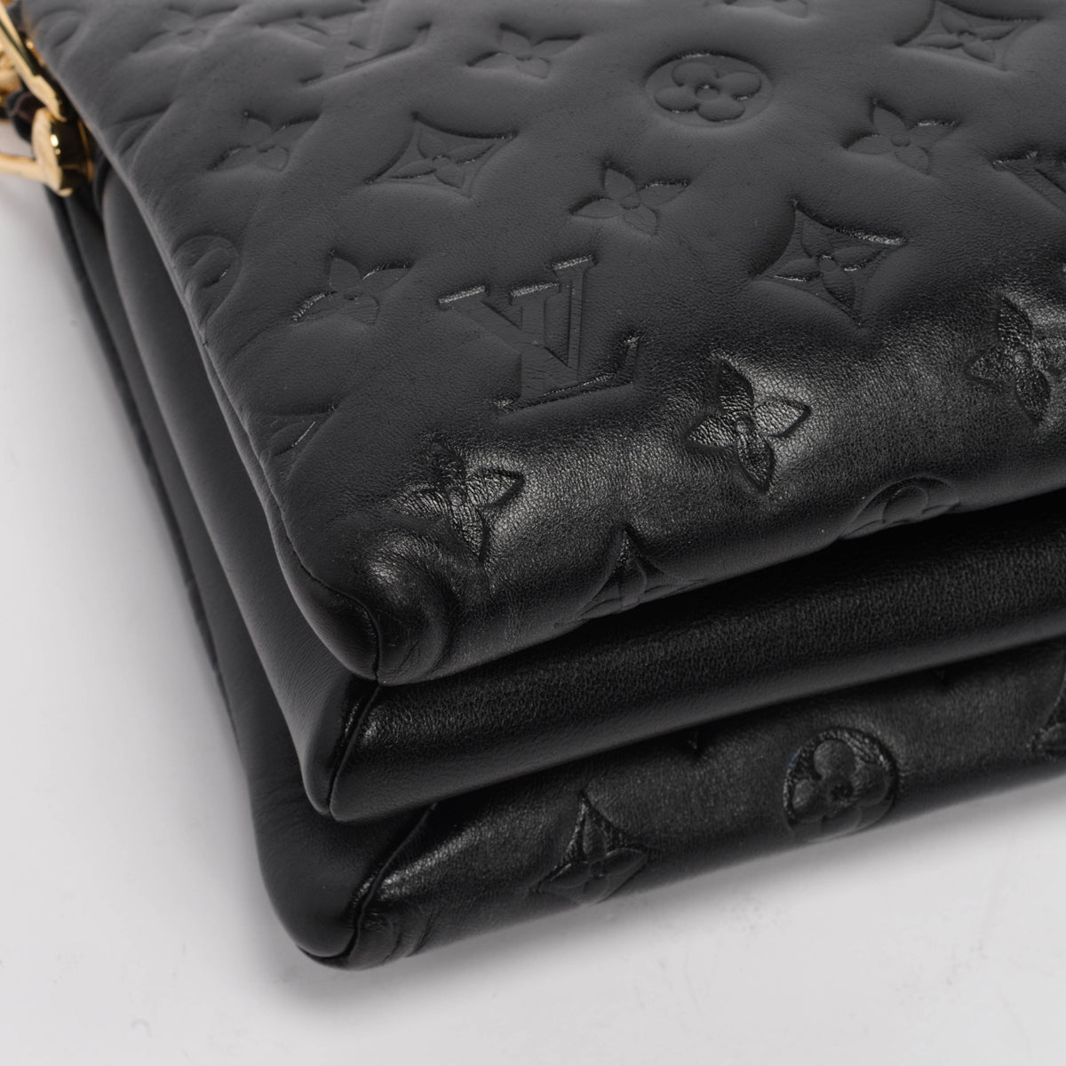 Louis Vuitton Black Monogram Embossed Lambskin Coussin PM Bag