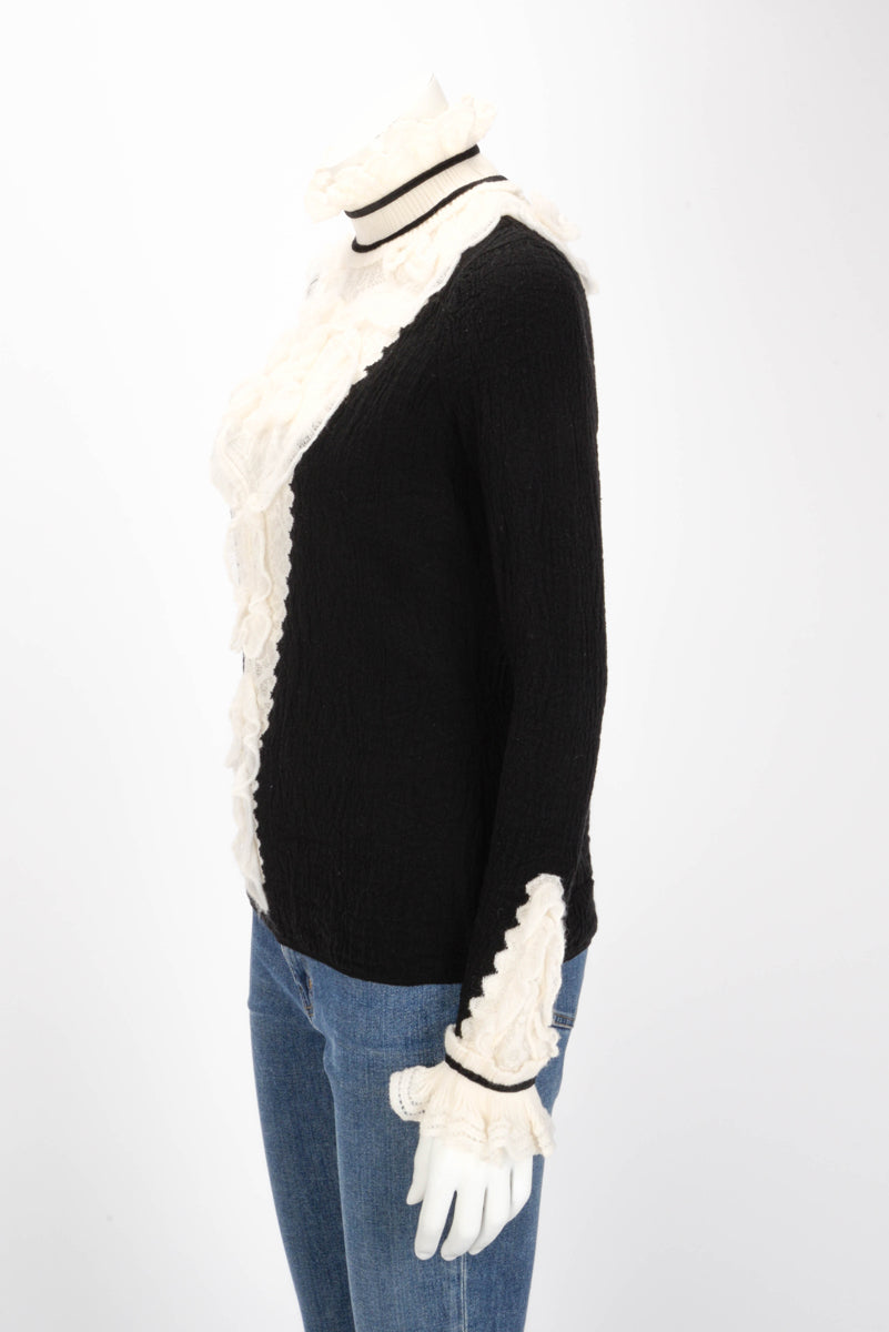 Chanel Black & White Wool Blend Paris to Salzberg Sweater FR 40