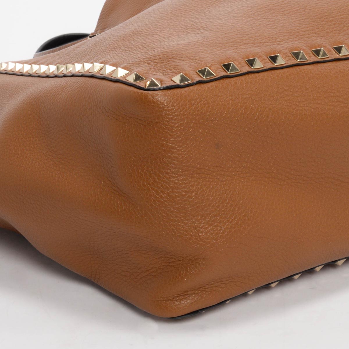 Valentino Black & Tan Grained Calfskin Reversible Rockstud Tote