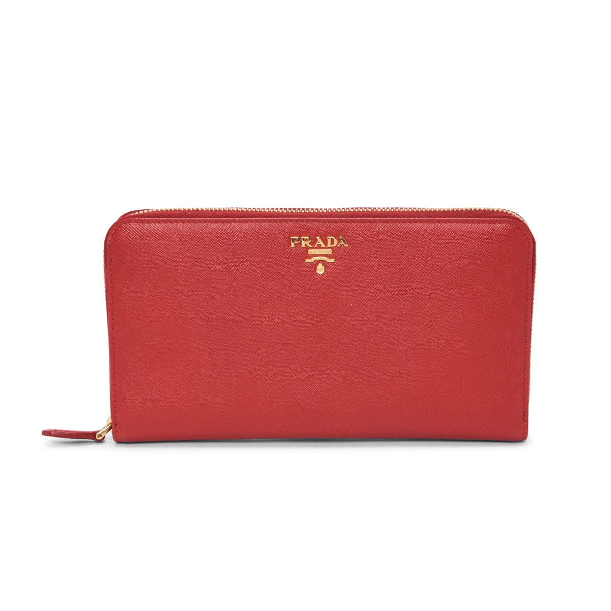 Prada Red Saffiano Zippy Long Wallet
