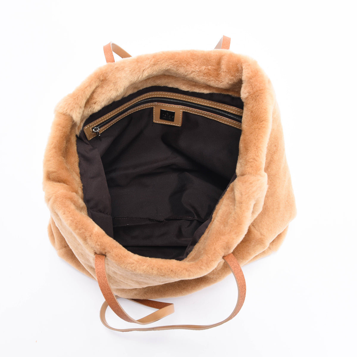 Fendi Caramel Faux Fur FF Tote