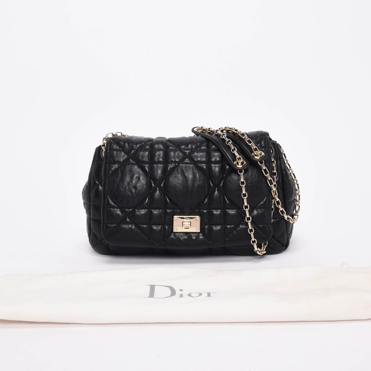 Dior Black Cannage Lambskin Milly La Foret Shoulder Bag