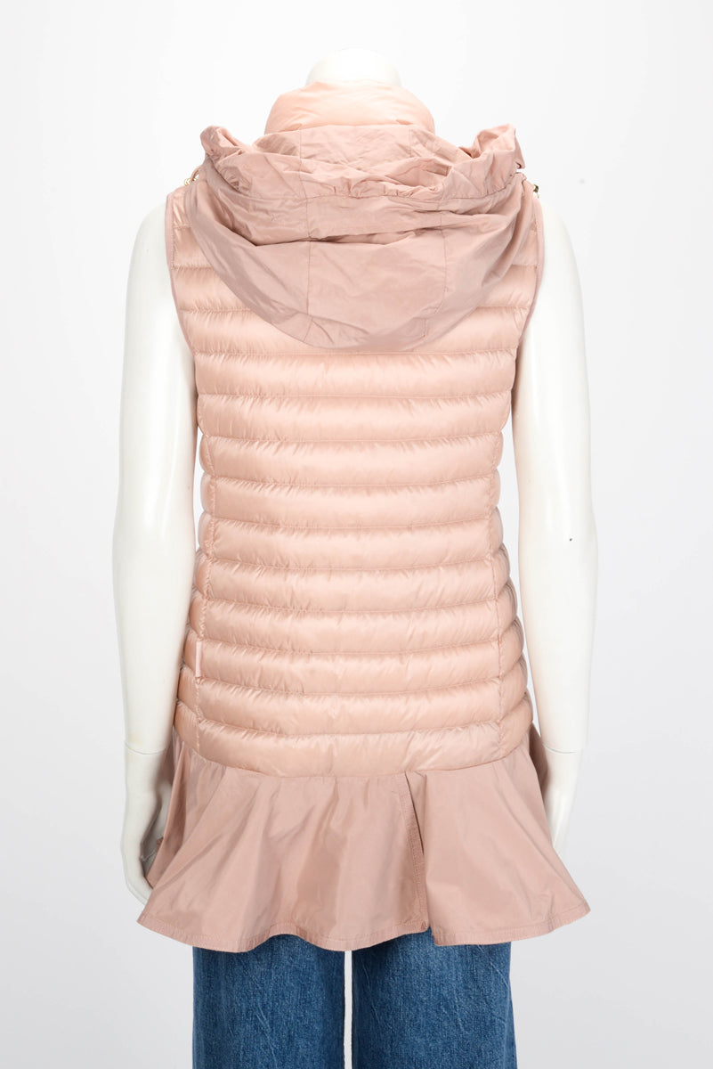 Moncler Pink Quilted Dorade Peplum-Hem Puffer Vest 1