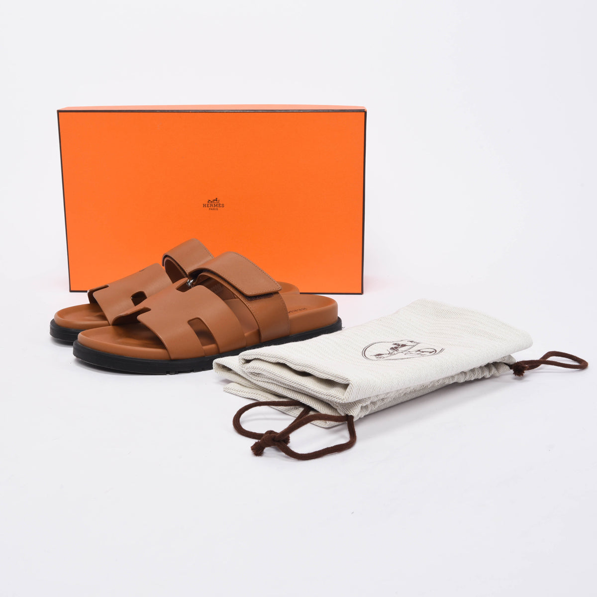 Hermes Naturel Calfskin Chypre Sandals 41