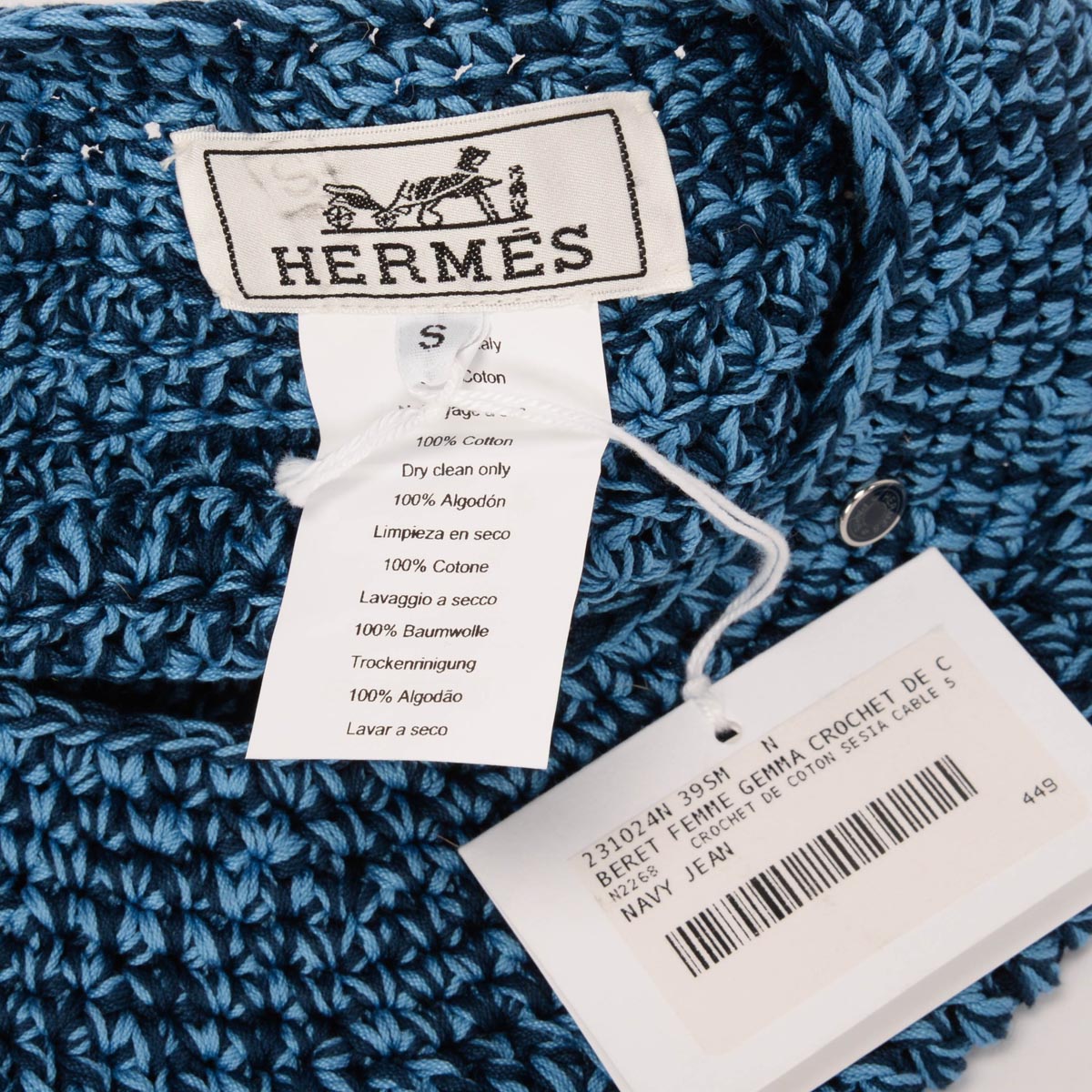 Hermes Navy & Blue Jean Crochet Classic Beret