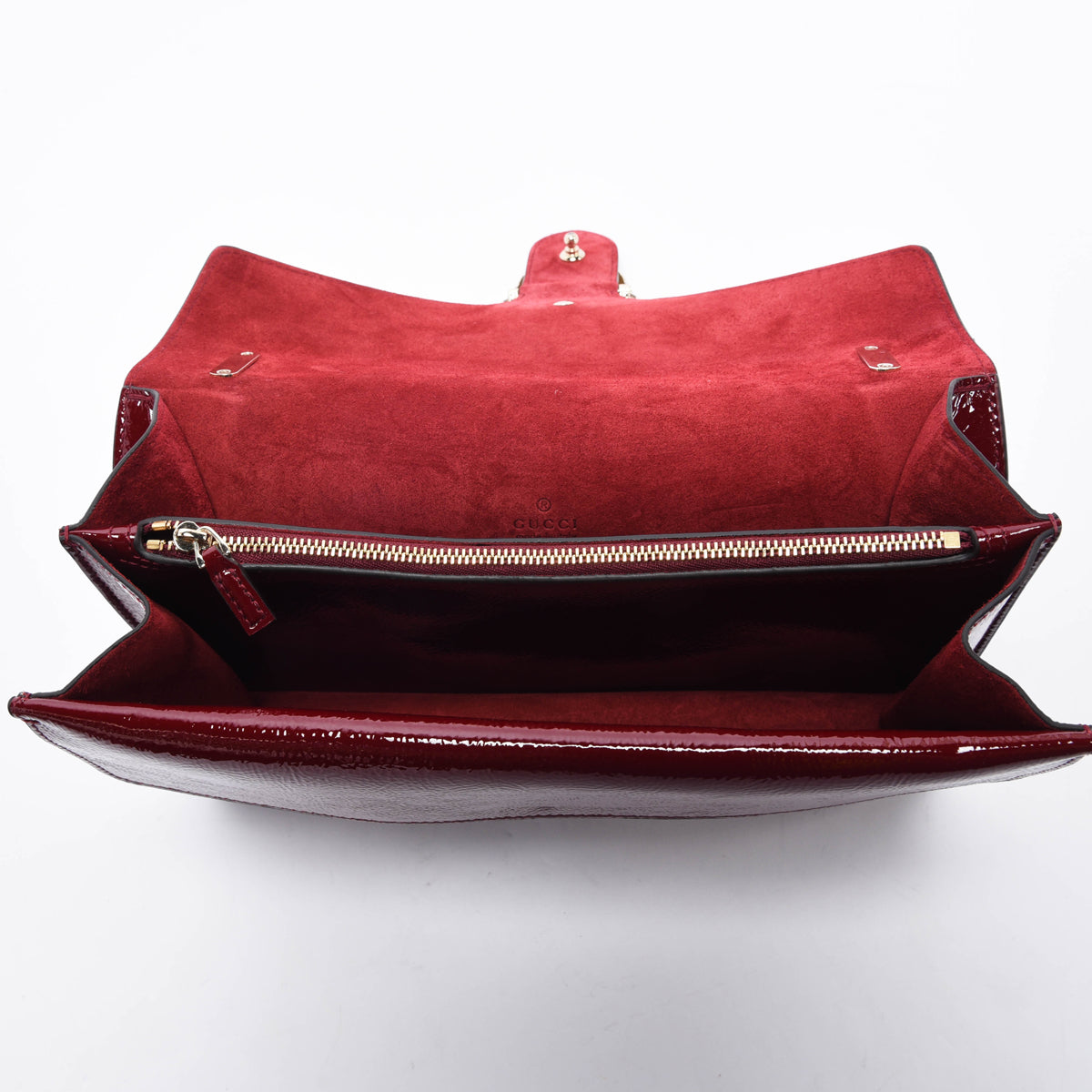 Gucci Rosso Ancora Crinkled Patent Small Dionysus Bag