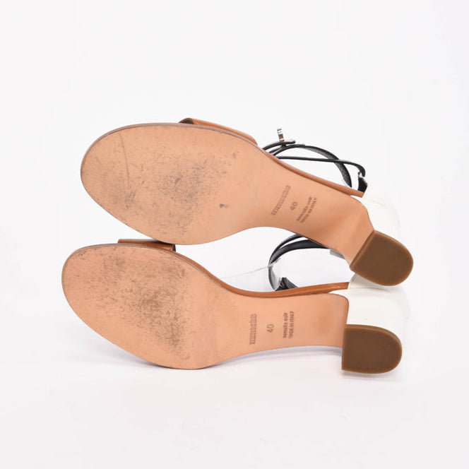 Hermes Tri-Colour Box Calfskin Manege Sandals 40