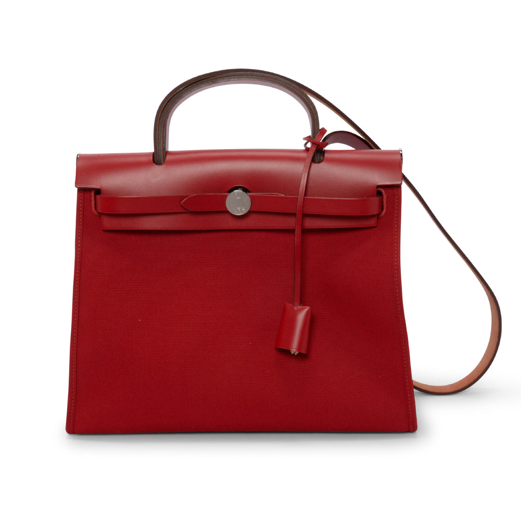 Hermes Rouge Piment Military Toile Vache Hunter Herbag Zip 31